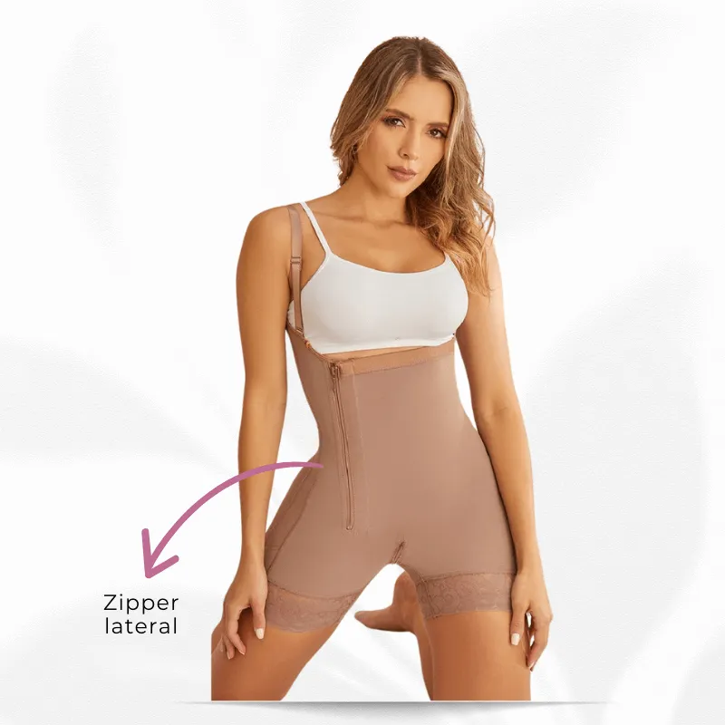 Faja pierna corta semi strapless (zipper costado)